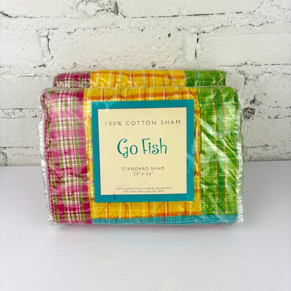 Vintage Go Fish Quilted Pillow Shams Set Of 2